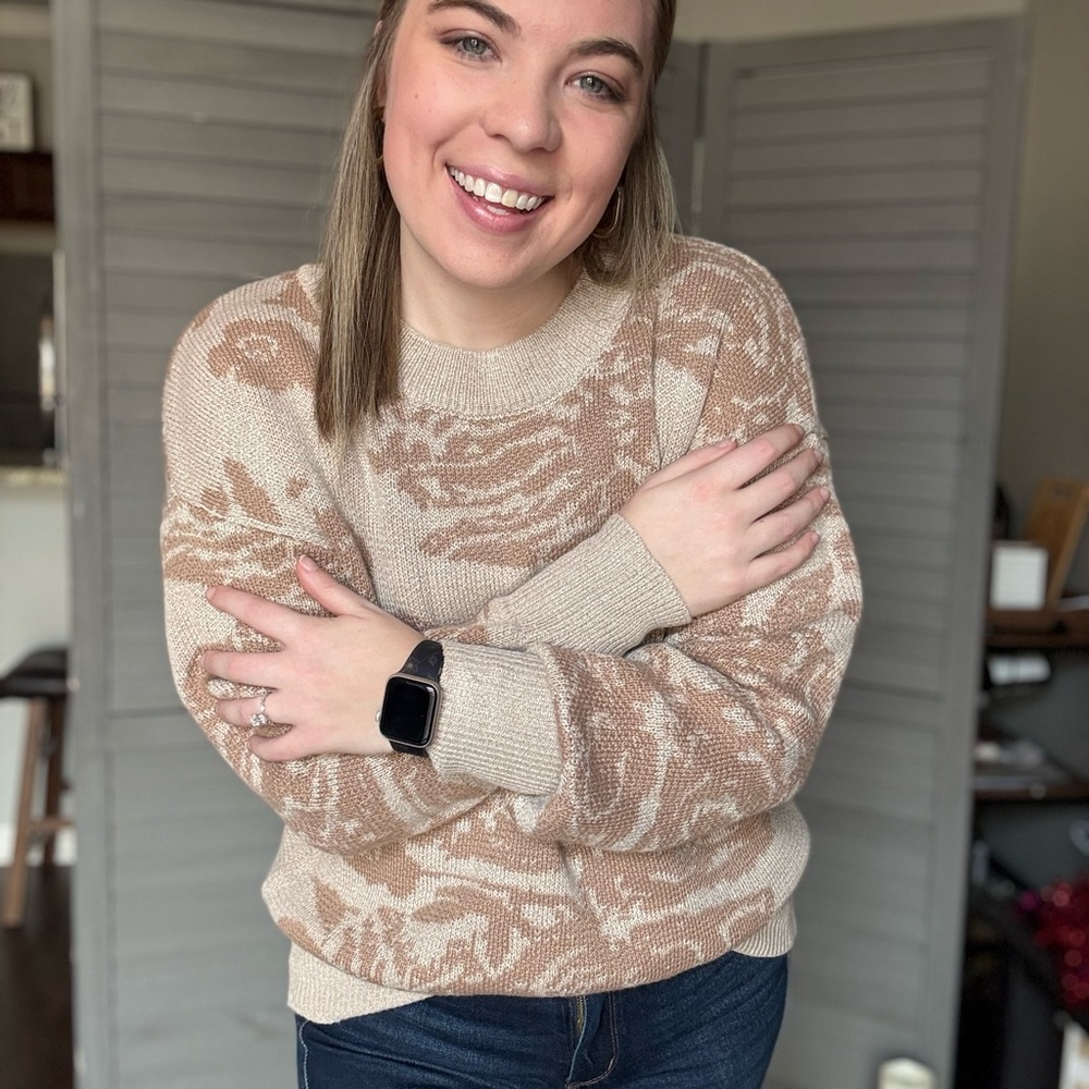 Women's Beige Patterned Sweater